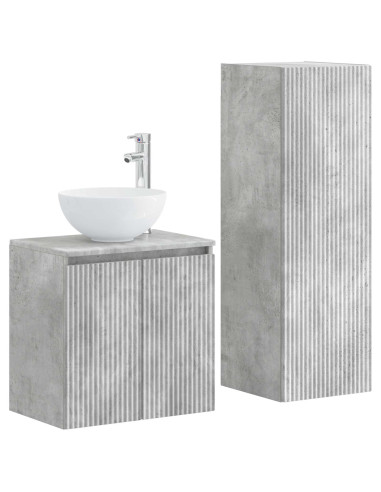 Set di mobili per il bagno 2 pz Grigio Cemento