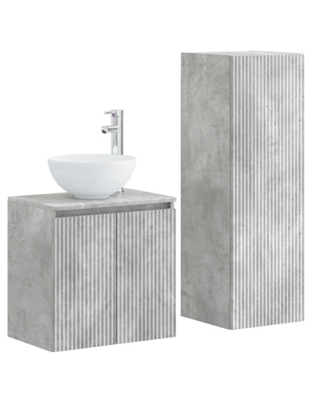 Set di mobili per il bagno 2 pz Grigio Cemento