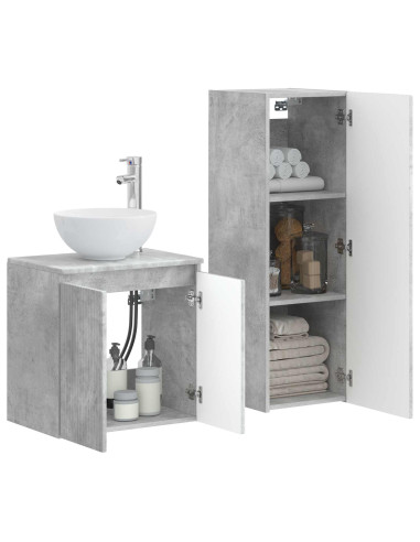 Set di mobili per il bagno 2 pz Grigio Cemento