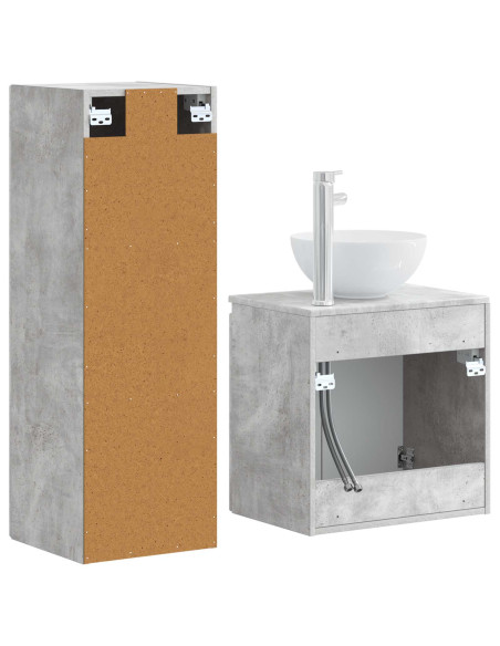 Set di mobili per il bagno 2 pz Grigio Cemento