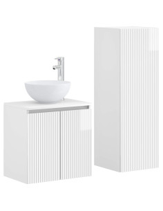 Set di mobili per il bagno 2 pz Bianco Lucido 2