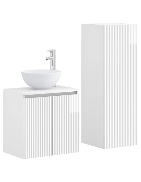 Set di mobili per il bagno 2 pz Bianco Lucido