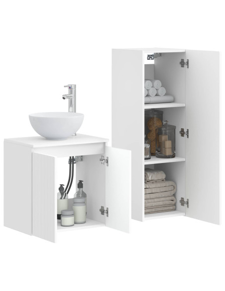 Set di mobili per il bagno 2 pz Bianco Lucido