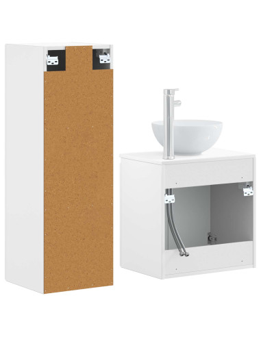 Set di mobili per il bagno 2 pz Bianco Lucido