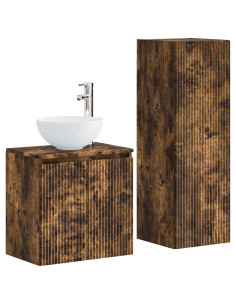 Set di mobili per il bagno 2 pz Rovere Fumo 33 x 34,5 x 100 cm 2