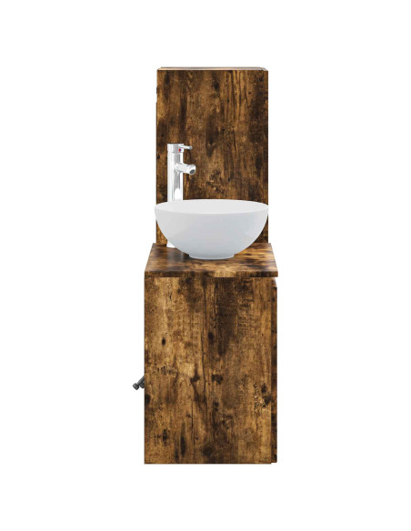 Set di mobili per il bagno 2 pz Rovere Fumo 33 x 34,5 x 100 cm