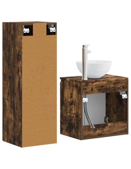 Set di mobili per il bagno 2 pz Rovere Fumo 33 x 34,5 x 100 cm