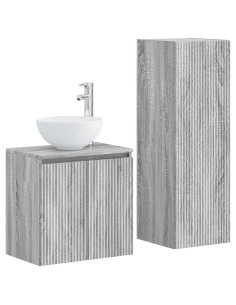 Set di mobili per il bagno 2 pz Sonoma grigio 2