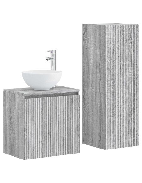 Set di mobili per il bagno 2 pz Sonoma grigio