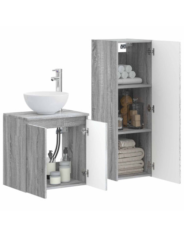 Set di mobili per il bagno 2 pz Sonoma grigio