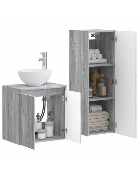 Set di mobili per il bagno 2 pz Sonoma grigio