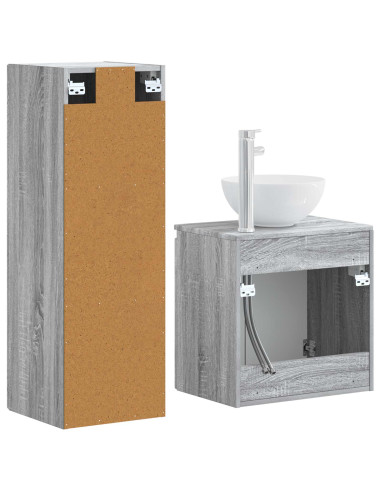 Set di mobili per il bagno 2 pz Sonoma grigio