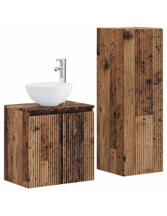 Set di mobili per il bagno 2 pz Legno antico 33 x 34,5 x 100 cm 2