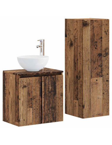Set di mobili per il bagno 2 pz Legno antico 33 x 34,5 x 100 cm