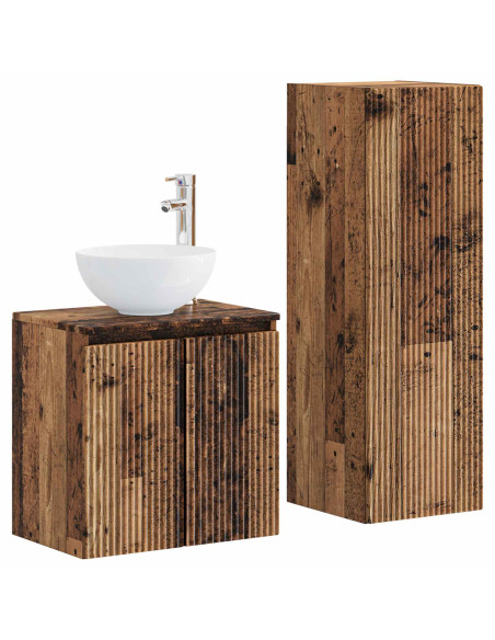 Set di mobili per il bagno 2 pz Legno antico 33 x 34,5 x 100 cm