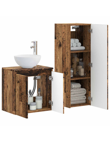 Set di mobili per il bagno 2 pz Legno antico 33 x 34,5 x 100 cm
