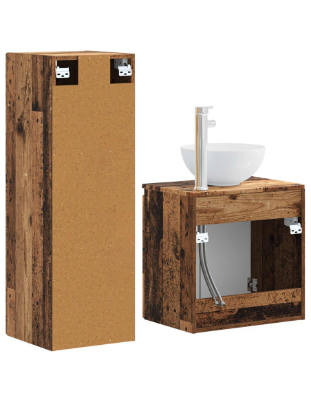 Set di mobili per il bagno 2 pz Legno antico 33 x 34,5 x 100 cm