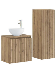 Set di mobili per il bagno 2 pz Rovere Artigianale 2