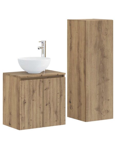 Set di mobili per il bagno 2 pz Rovere Artigianale