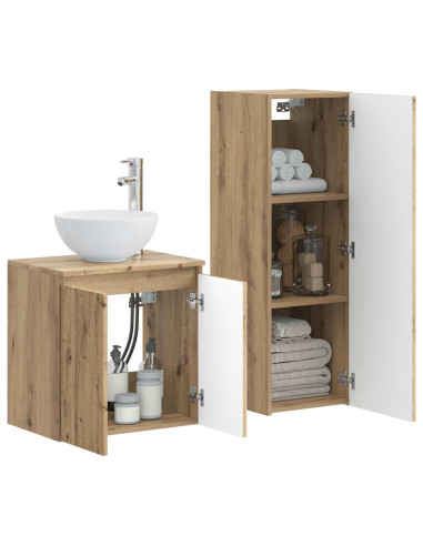 Set di mobili per il bagno 2 pz Rovere Artigianale