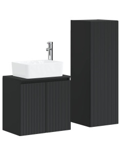 Set di mobili per il bagno 2 pz Nero 33 x 34,5 x 100 cm 2
