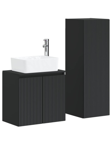 Set di mobili per il bagno 2 pz Nero 33 x 34,5 x 100 cm