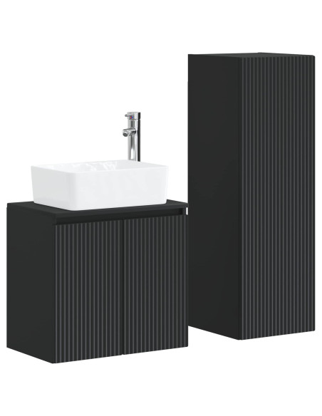 Set di mobili per il bagno 2 pz Nero 33 x 34,5 x 100 cm