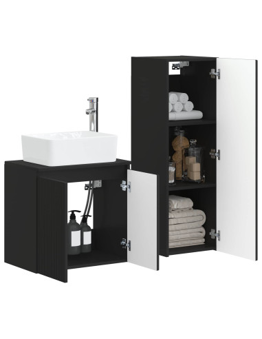 Set di mobili per il bagno 2 pz Nero 33 x 34,5 x 100 cm
