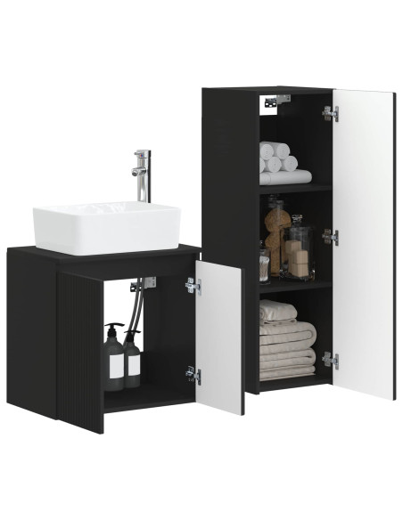 Set di mobili per il bagno 2 pz Nero 33 x 34,5 x 100 cm
