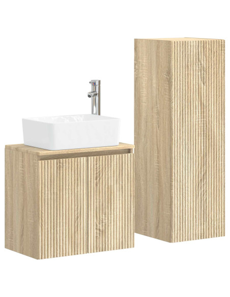 Set di mobili per il bagno 2 pz Rovere Sonoma