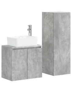 Set di mobili per il bagno 2 pz Grigio Cemento 2