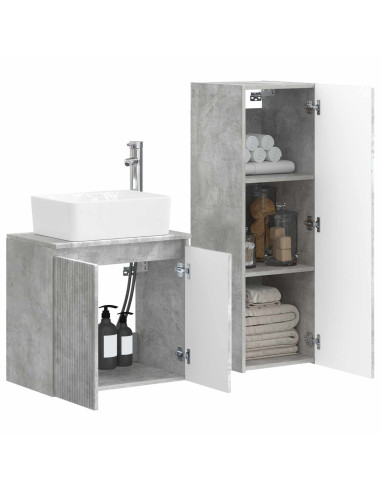 Set di mobili per il bagno 2 pz Grigio Cemento