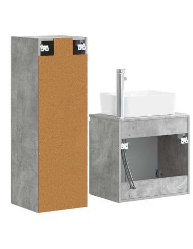 Set di mobili per il bagno 2 pz Grigio Cemento