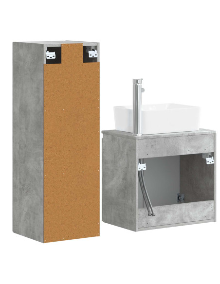 Set di mobili per il bagno 2 pz Grigio Cemento