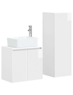 Set di mobili per il bagno 2 pz Bianco Lucido 2