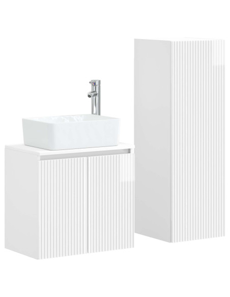 Set di mobili per il bagno 2 pz Bianco Lucido