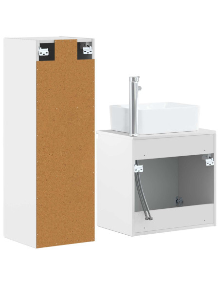 Set di mobili per il bagno 2 pz Bianco Lucido
