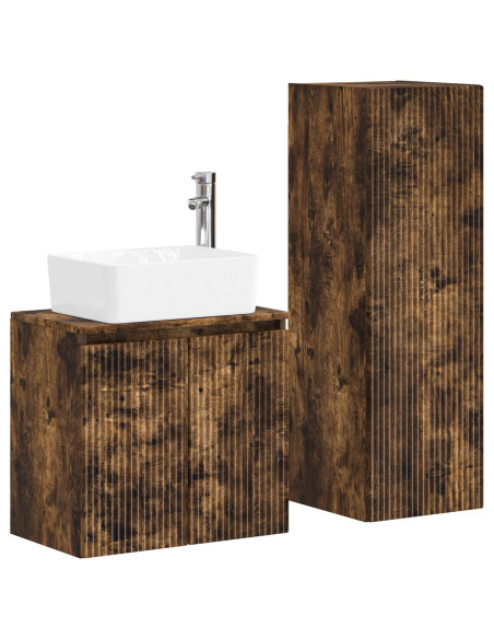 Set di mobili per il bagno 2 pz Rovere Fumo 33 x 34,5 x 100 cm