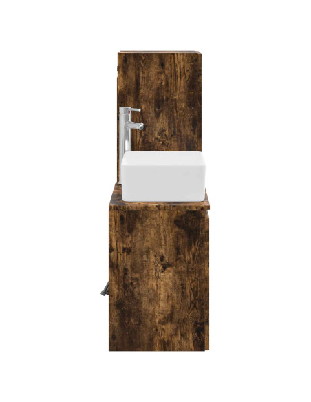 Set di mobili per il bagno 2 pz Rovere Fumo 33 x 34,5 x 100 cm