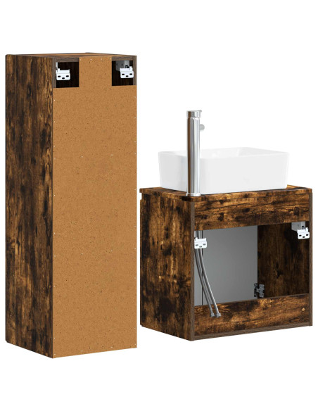 Set di mobili per il bagno 2 pz Rovere Fumo 33 x 34,5 x 100 cm
