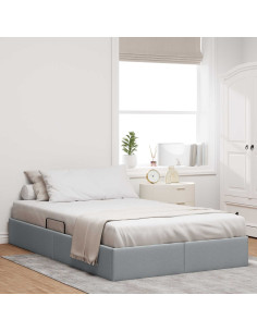 Letto ottomano Grigio chiaro 120 x 200 cm Tessuto