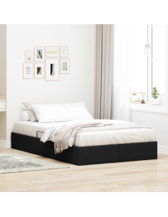 Letto ottomano con archiviazione Nero 120 x 200 cm Tessuto