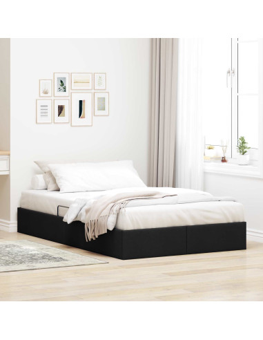 Letto ottomano con archiviazione Nero 120 x 200 cm Tessuto