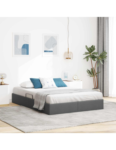 Letto ottomano Grigio scuro 140 x 190 cm Tessuto