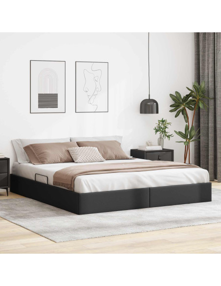 Letto ottomano Nero 180 x 200 cm Pelle Sintetica