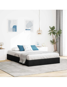 Letto ottomano con archiviazione Nero 140 x 190 cm Tessuto