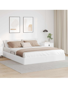 Letto ottomano Bianco Puro 180 x 200 cm Pelle Sintetica