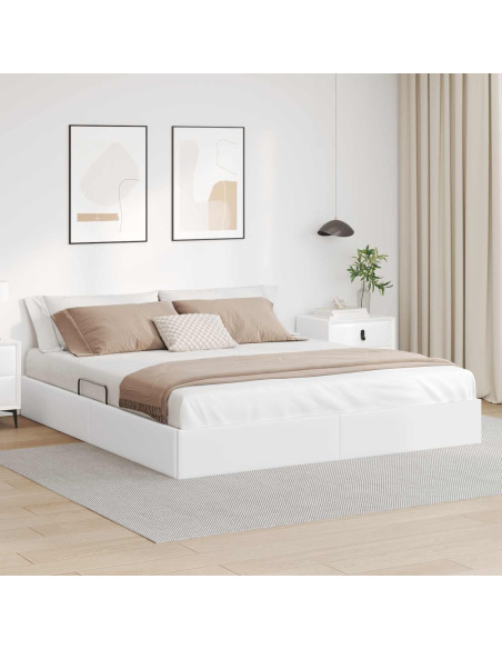 Letto ottomano Bianco Puro 180 x 200 cm Pelle Sintetica