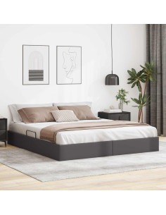 Letto ottomano Grigio 180 x 200 cm Pelle Sintetica