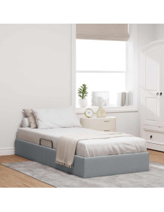 Letto ottomano Grigio chiaro 100 x 200 cm Tessuto